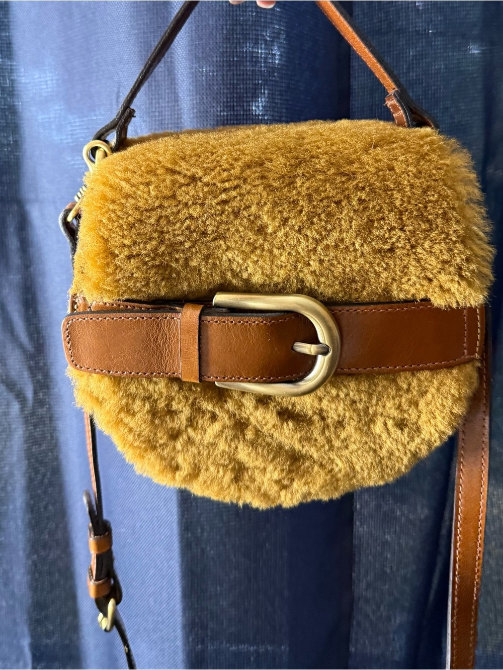 Patricia Nash Shearling Annfield Crossbody Congac NWOT